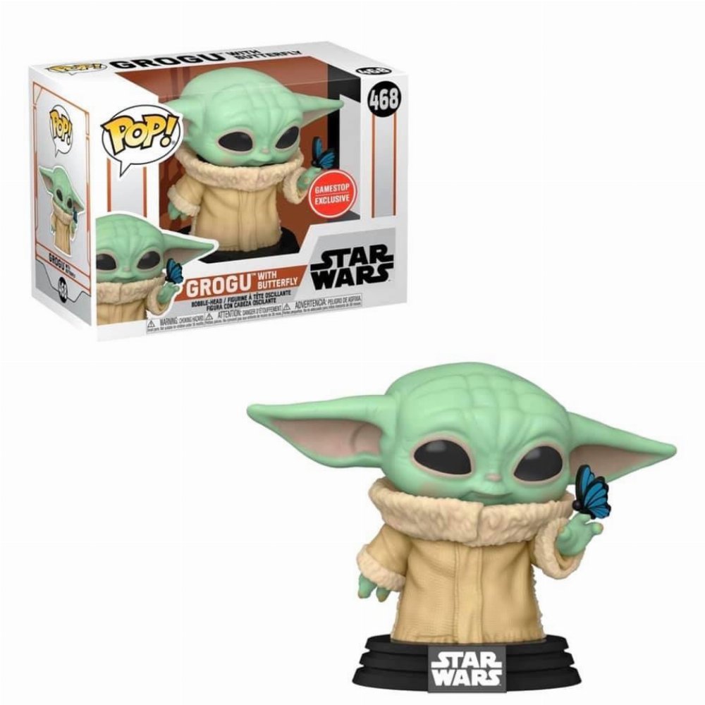 Φιγούρα Funko POP! Star Wars: The Mandalorian – Grogu (Baby Yoda) with Butterfly #468 (Exclusive)