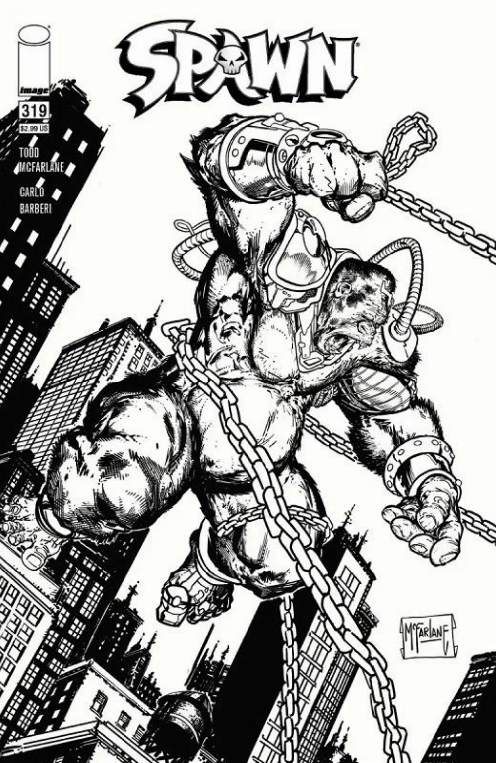 Τεύχος Κόμικ Spawn #319 Cover D Capullo And McFarlane Black And White Cover