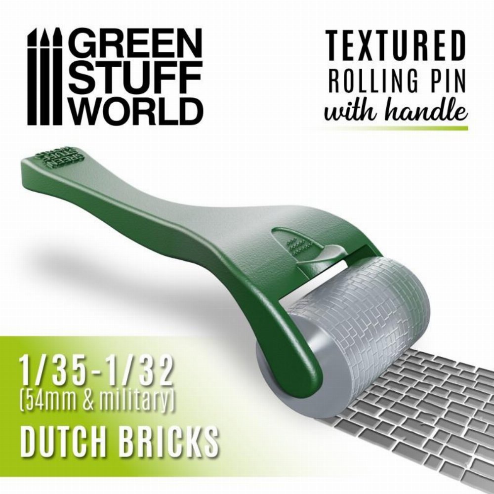 Green Stuff World – Dutch Bricks Rolling Pin with Handle (54mm)