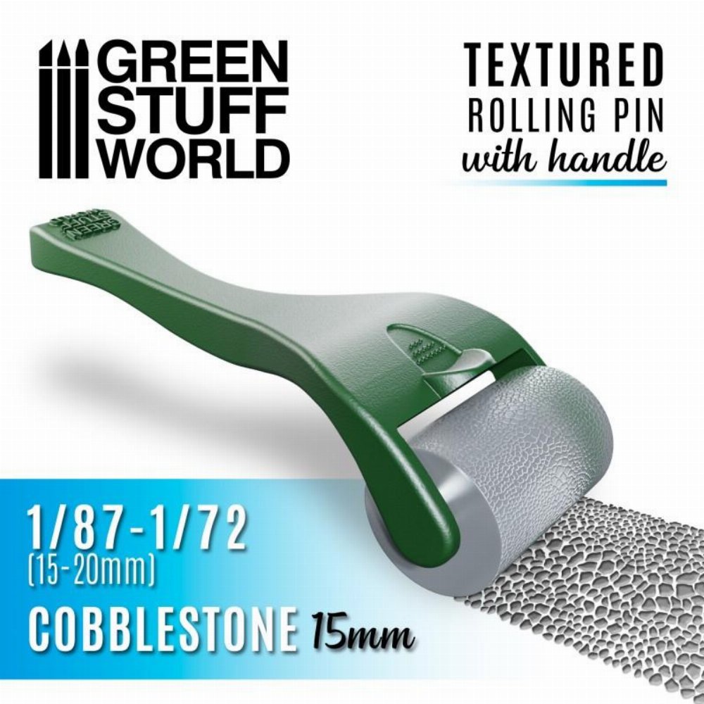 Green Stuff World – Cobblestone 15mm Rolling Pin with Handle