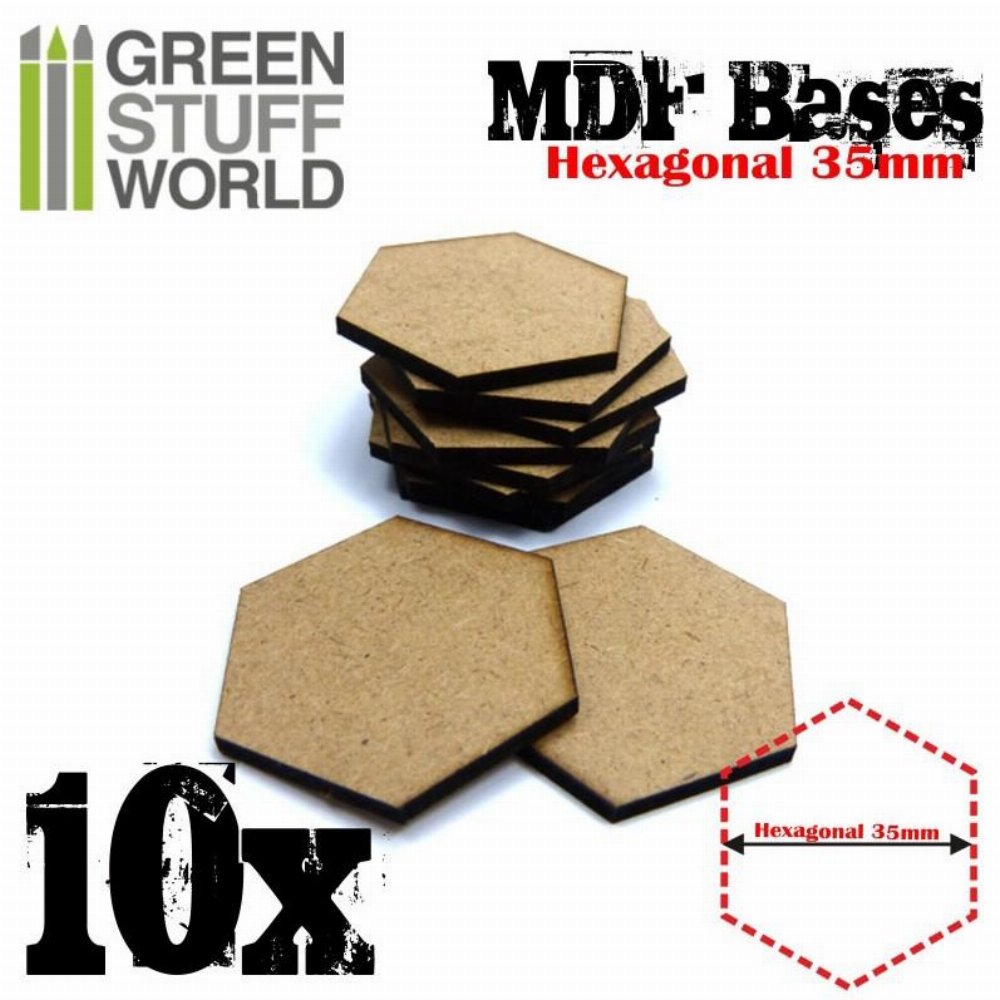 Green Stuff World – Hexagonal MDF Bases (35mm)