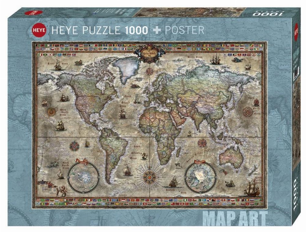 Puzzle 1000 pieces – World Map Retro