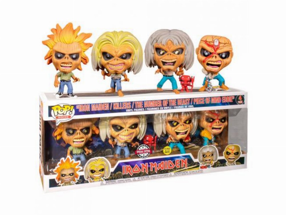 Φιγούρες Funko POP! Rocks: Iron Maiden – Eddies (GITD) 4-Packs (Exclusive)