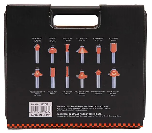 Σετ φρέζες ξύλου για ρούτερ – 12pcs – Φ6mm – Finder – 197747