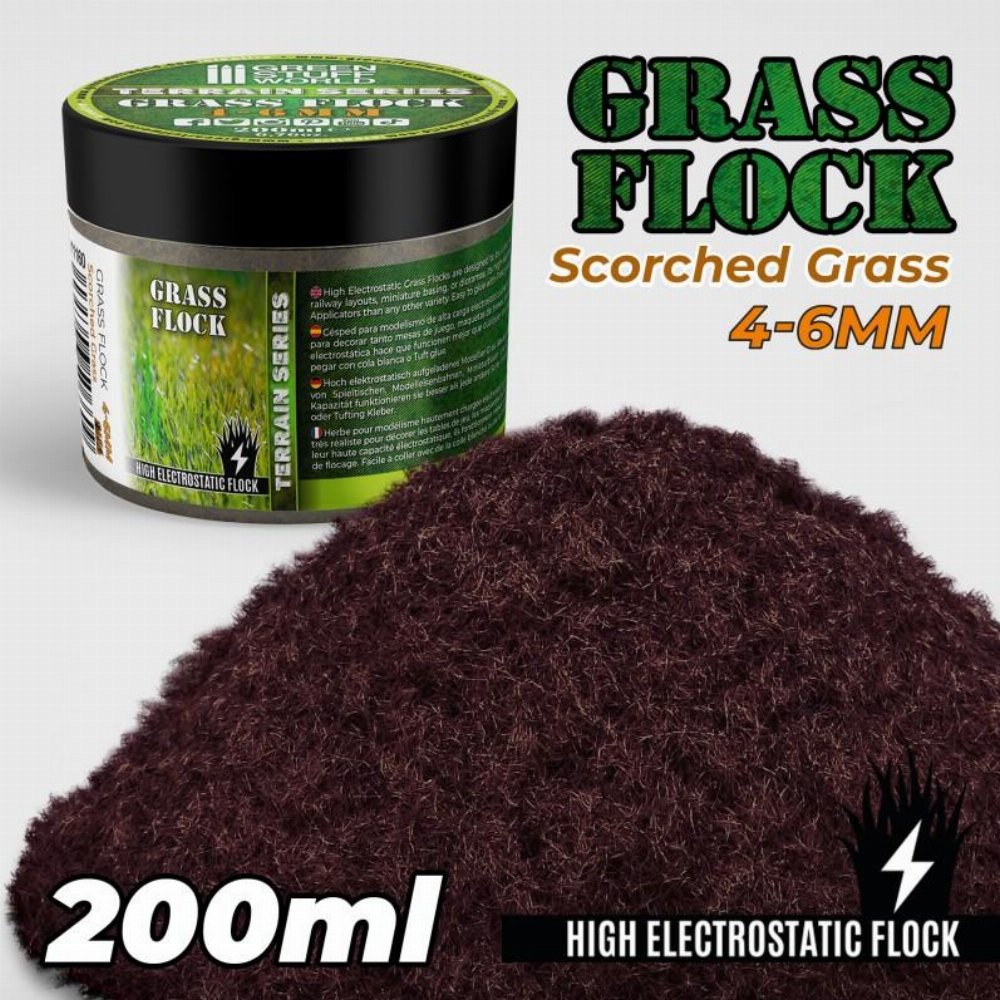 Green Stuff World – Scorched Brown 4-6mm Grass Flock (200ml)
