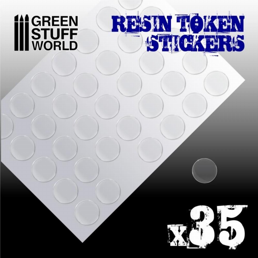 Green Stuff World – 25mm Resin Token Stickers (35 pieces)