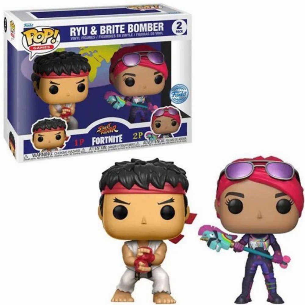 Φιγούρες Funko POP! Games: Fortnite & Street Fighter – Ryu & Brite Bomber 2-Pack (Limited)