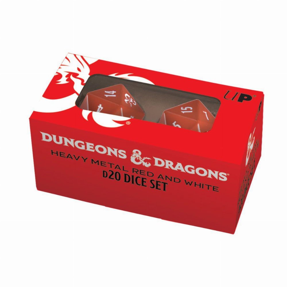 Σετ Ζάρια – Dungeons and Dragons – Red and White Heavy Metal Dice Set