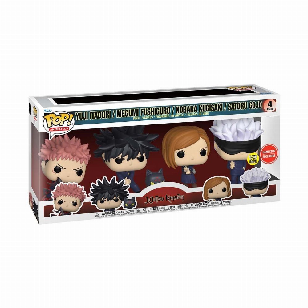 Φιγούρες Funko POP! Jujutsu Kaisen – Yuji Itadori, Megumi Fushiguro, Nobara Kugisaki & Satoru Gojo (GITD) 4-Pack (Exclusive)