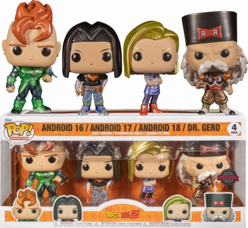 Φιγούρες Funko POP! Dragon Ball Z – Android 16, Android 17, Android 18, Dr. Gero 4-Pack (Exclusive)