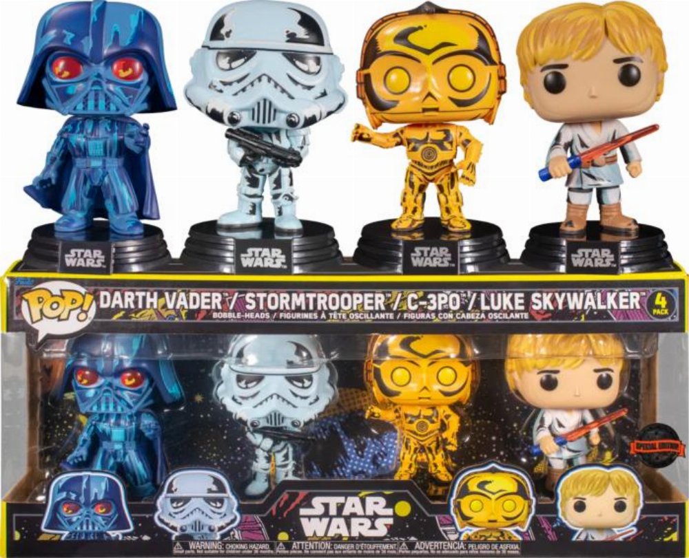 Φιγούρες Funko POP! Star Wars: Retro – Darth Vader, Stormtrooper, C-3PO, Luke Skywalker 4-Pack (Exclusive)