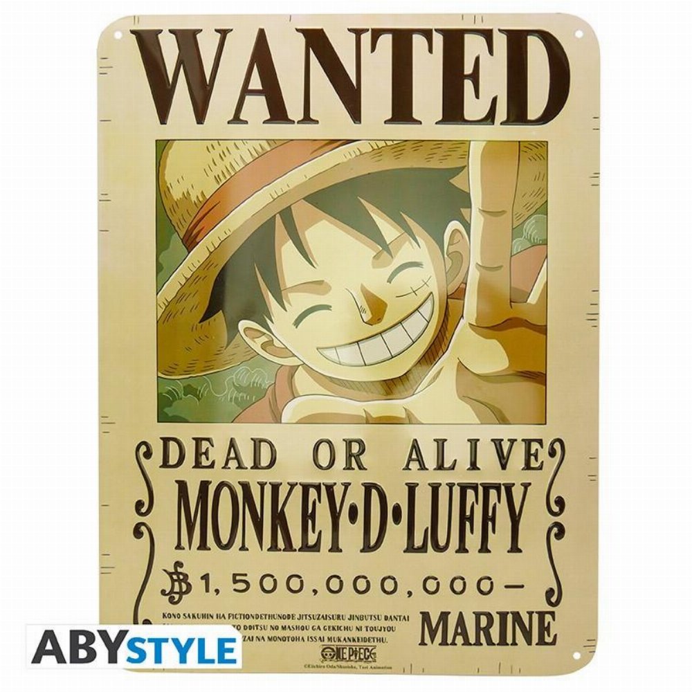 One Piece – Luffy Wanted Poster Μεταλλική Πλάκα (28x38cm)