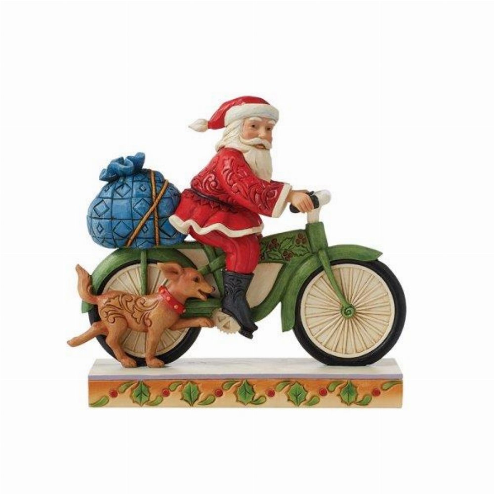 Jim Shore: Enesco – Santa Riding Bike Φιγούρα Αγαλματίδιο (12cm)