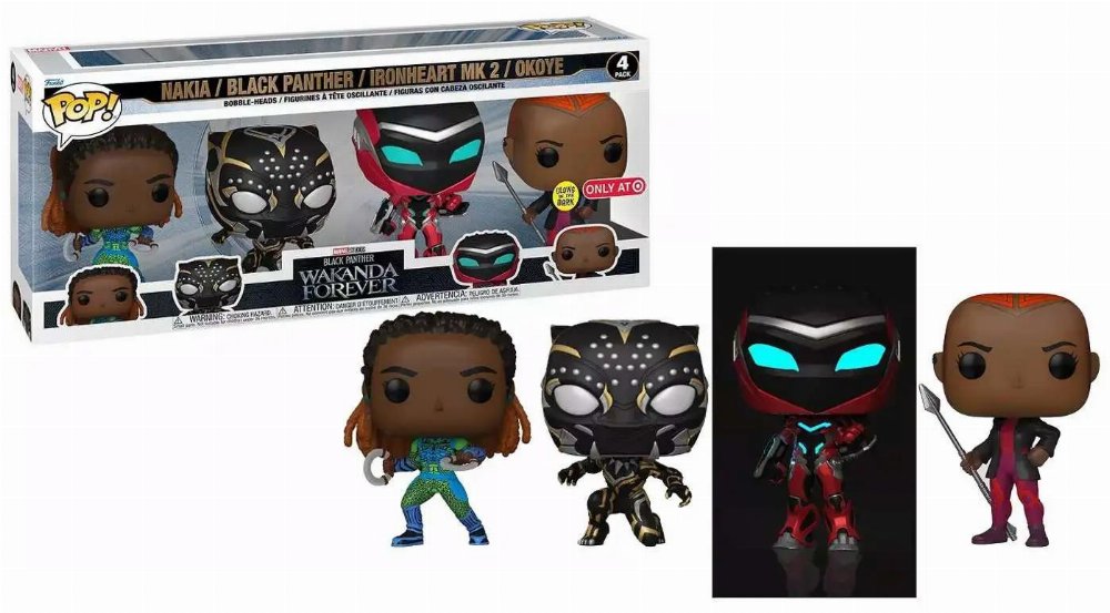 Φιγούρες Funko POP! Marvel Black Panther: Wakanda Forever – Nakia, Black Panther, Ironheart MK2 & Okoye (GITD) 4-Pack (Exclusive)
