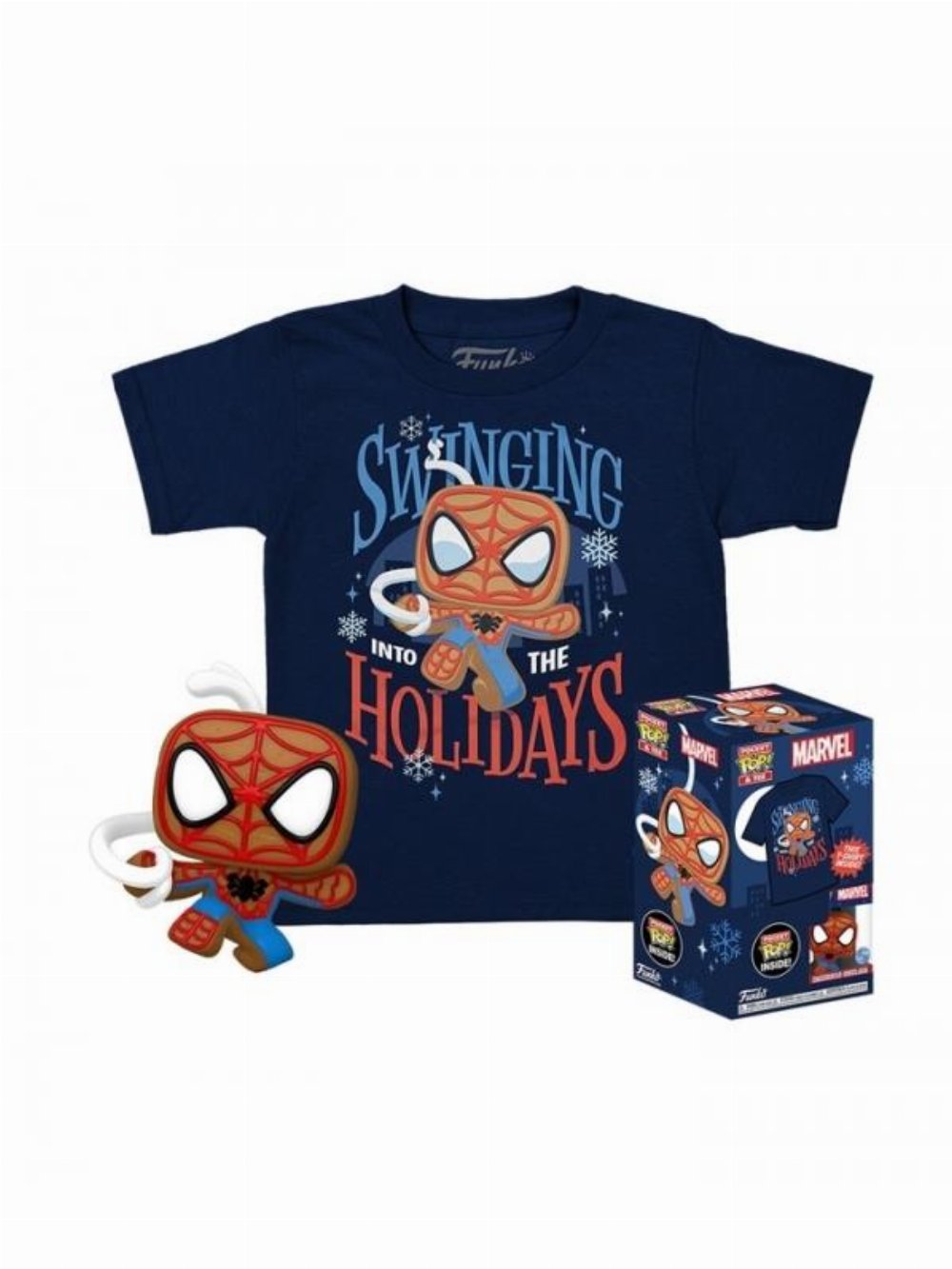 Συλλεκτικό Funko Box: Marvel – Gingerbread Spider-Man Pocket POP! με T-Shirt (L-Kids)