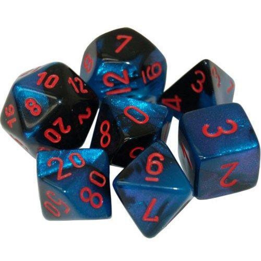 Σετ Ζάρια – 7 Mini Dice Set Polyhedral Gemini Black with Starlight Red