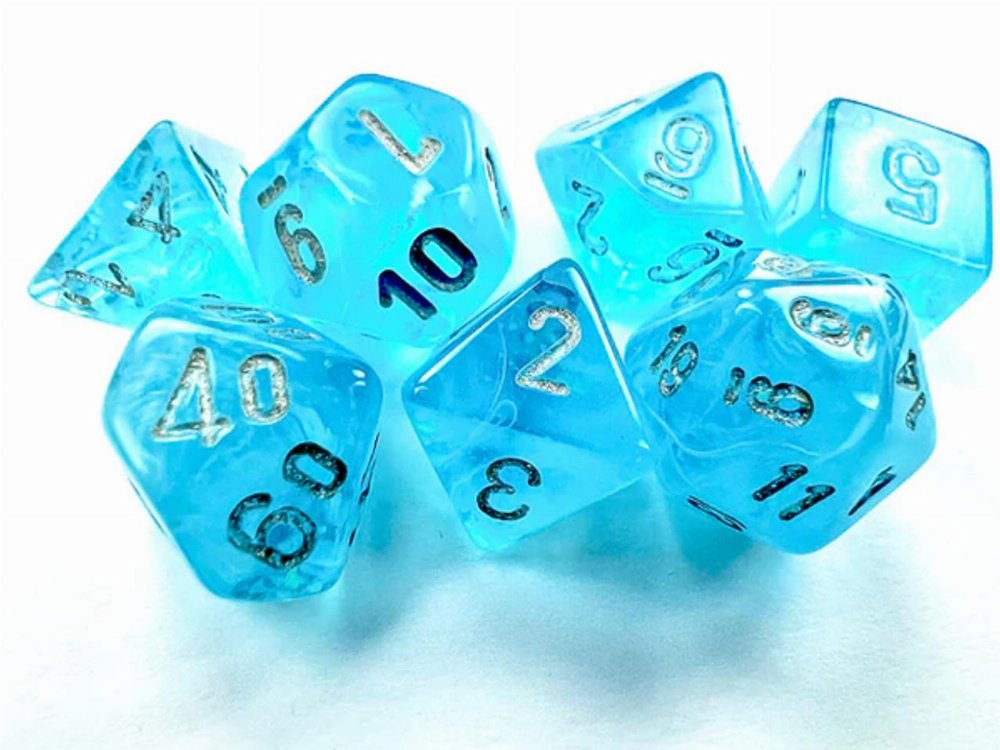 Σετ Ζάρια – 7 Mini Dice Set Polyhedral Luminary Sky with Silver