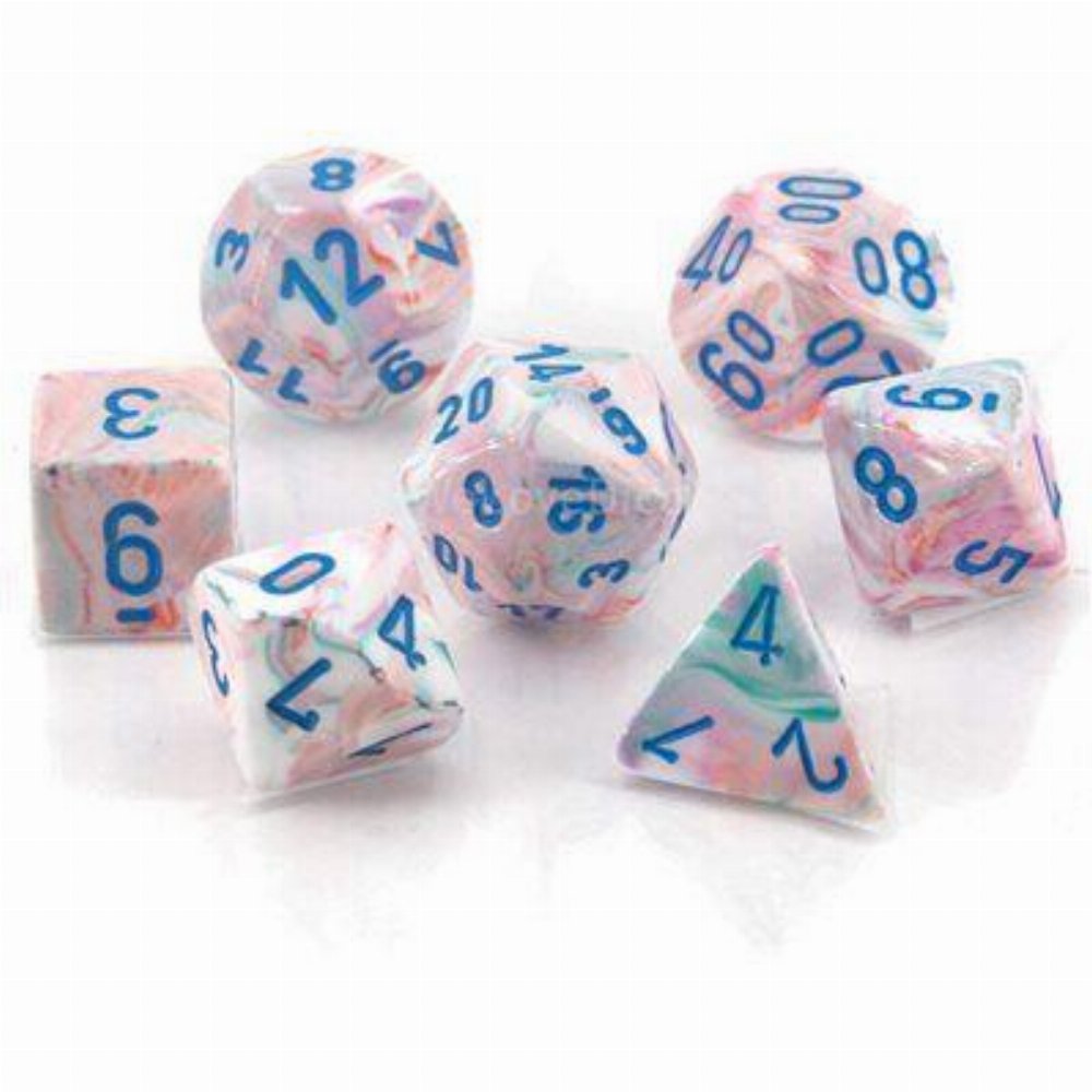 Σετ Ζάρια – 7 Mini Dice Set Polyhedral Festive Pop Art with Blue