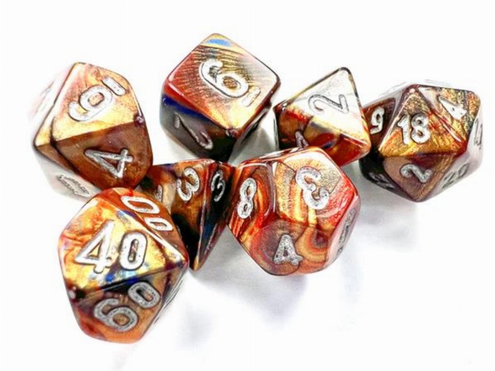 Σετ Ζάρια – 7 Mini Dice Set Polyhedral Lustrous Gold with Silver