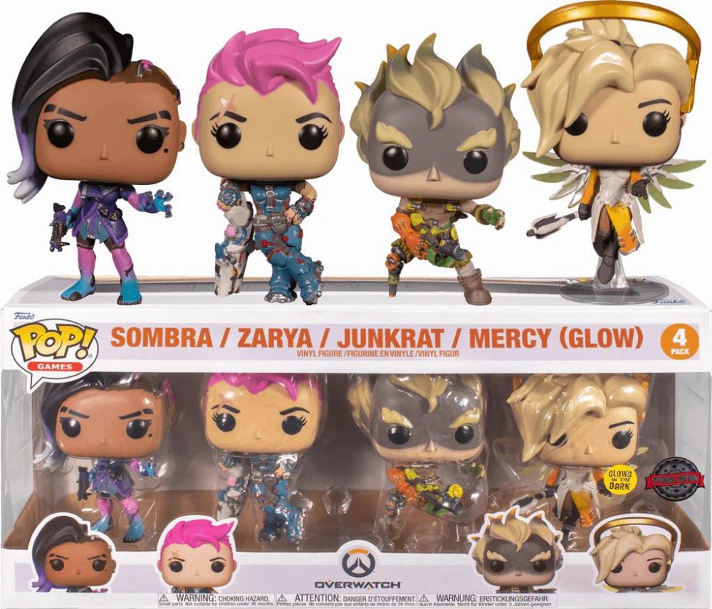 Φιγούρες Funko POP! Overwatch – Sombra, Zarya, Junkrat, Mercy (GITD) 4-Pack (Exclusive)