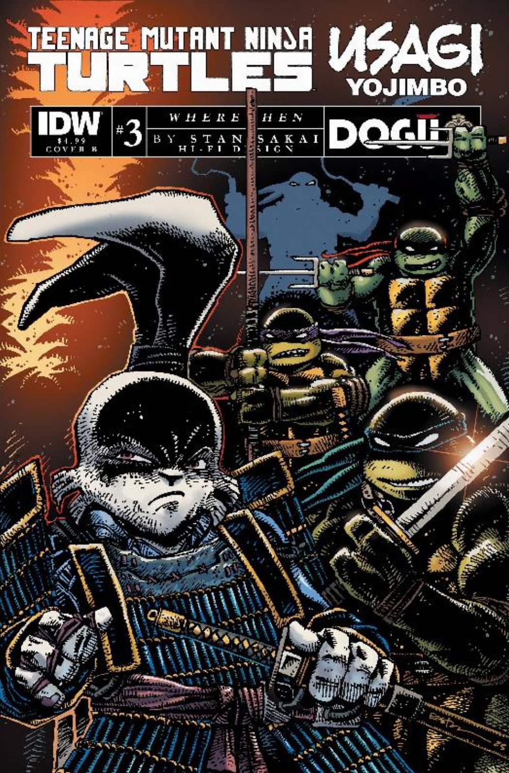 Τεύχος Κόμικ TMNT Usagi Yojimbo: Wherewhen #3 Cover B