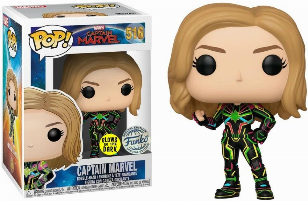 Φιγούρα Funko POP! Marvel – Captain Marvel Neon Suit (GITD) #516 (Exclusive)