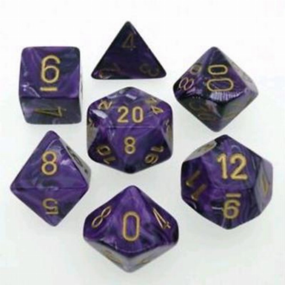 Σετ Ζάρια – 7 Dice Set Vortex Dice Polyhedral Purple with Gold