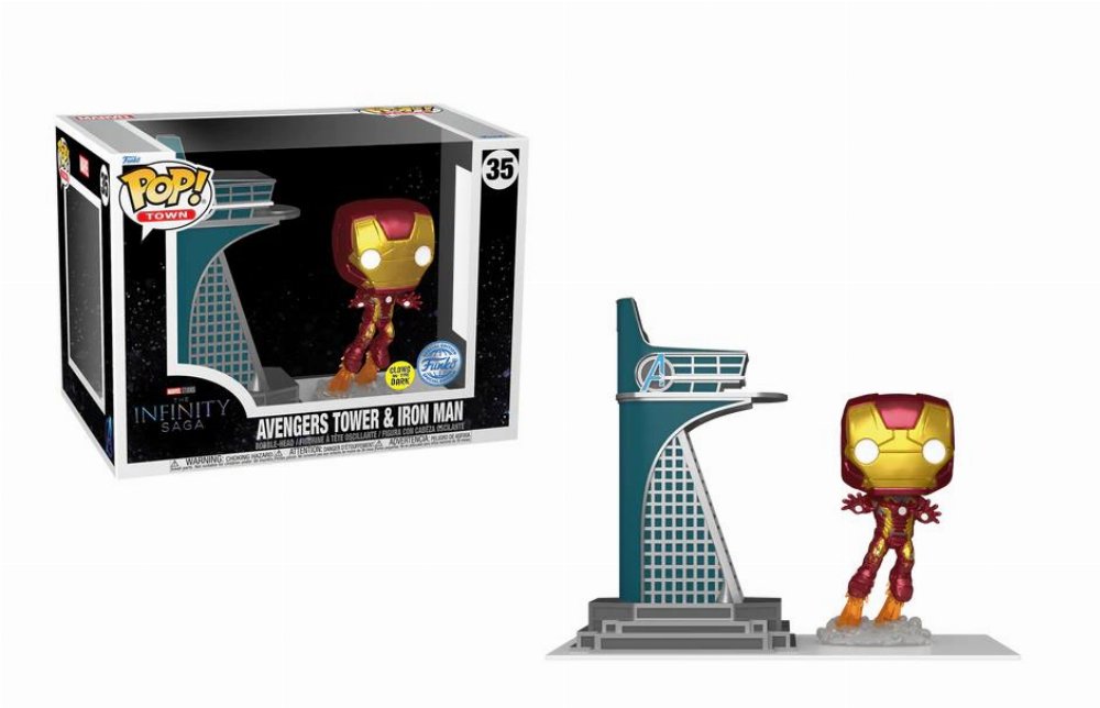 Φιγούρα Funko POP! Town: Marvel Avengers Tower & Iron Man (GITD) #35 (Exclusive)