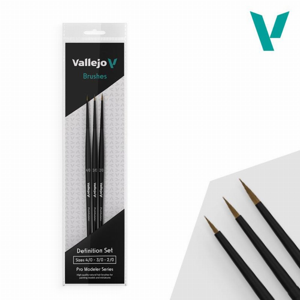 Vallejo – Definition Natural Hair Brush Set (No. 4/0, No. 3/0, No. 2/0)