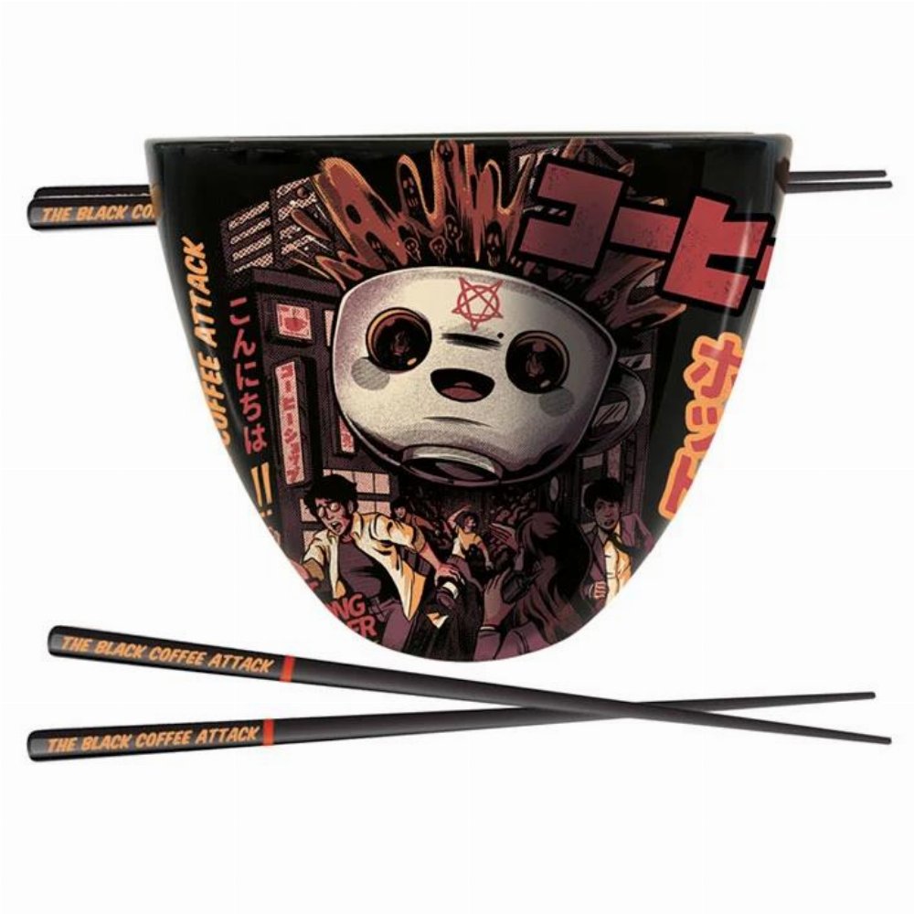 Ilustrata – Black Coffee Attack Ramen Set (Μπόλ, Chopsticks)