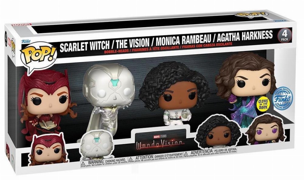 Φιγούρες Funko POP! Marvel – Scarlet Witch, The Vision, Monica Rambeau, Agatha Harkness (GITD) 4-Pack (Exclusive)