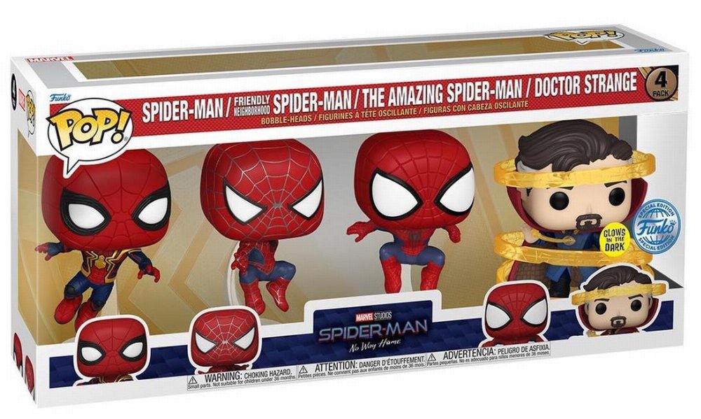 Φιγούρες Funko POP! Marvel – Spider-Man, Friendly Neighborhood Spider-Man, The Amazing Spider-Man, Doctor Strange (GITD) 4-Pack (Exclusive)