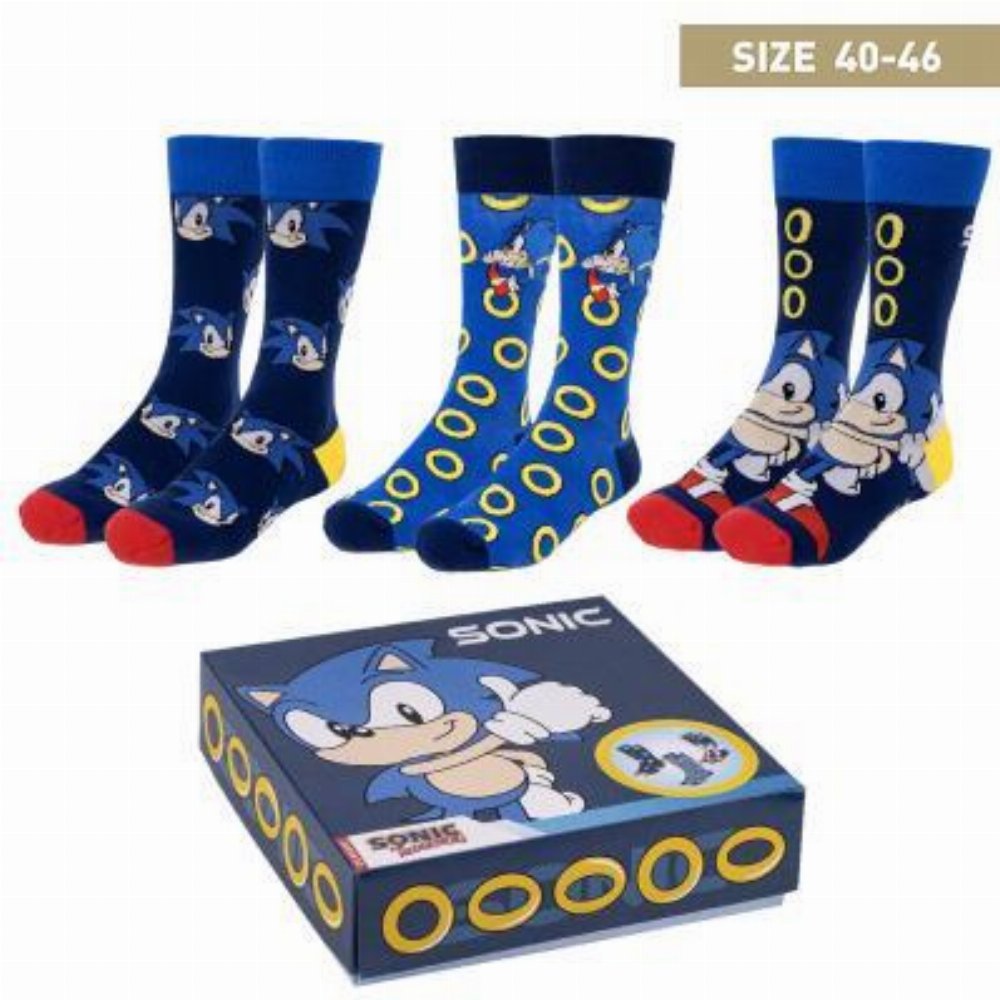 Sonic the Hedgehog – Various 3-Pack Κάλτσες (Μέγεθος 40-46)