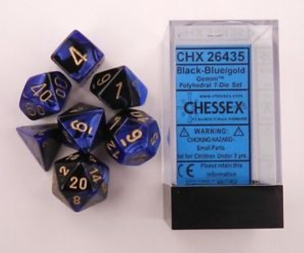 Σετ Ζάρια – 7 Dice Set Gemini Polyhedral Black-Blue with Gold
