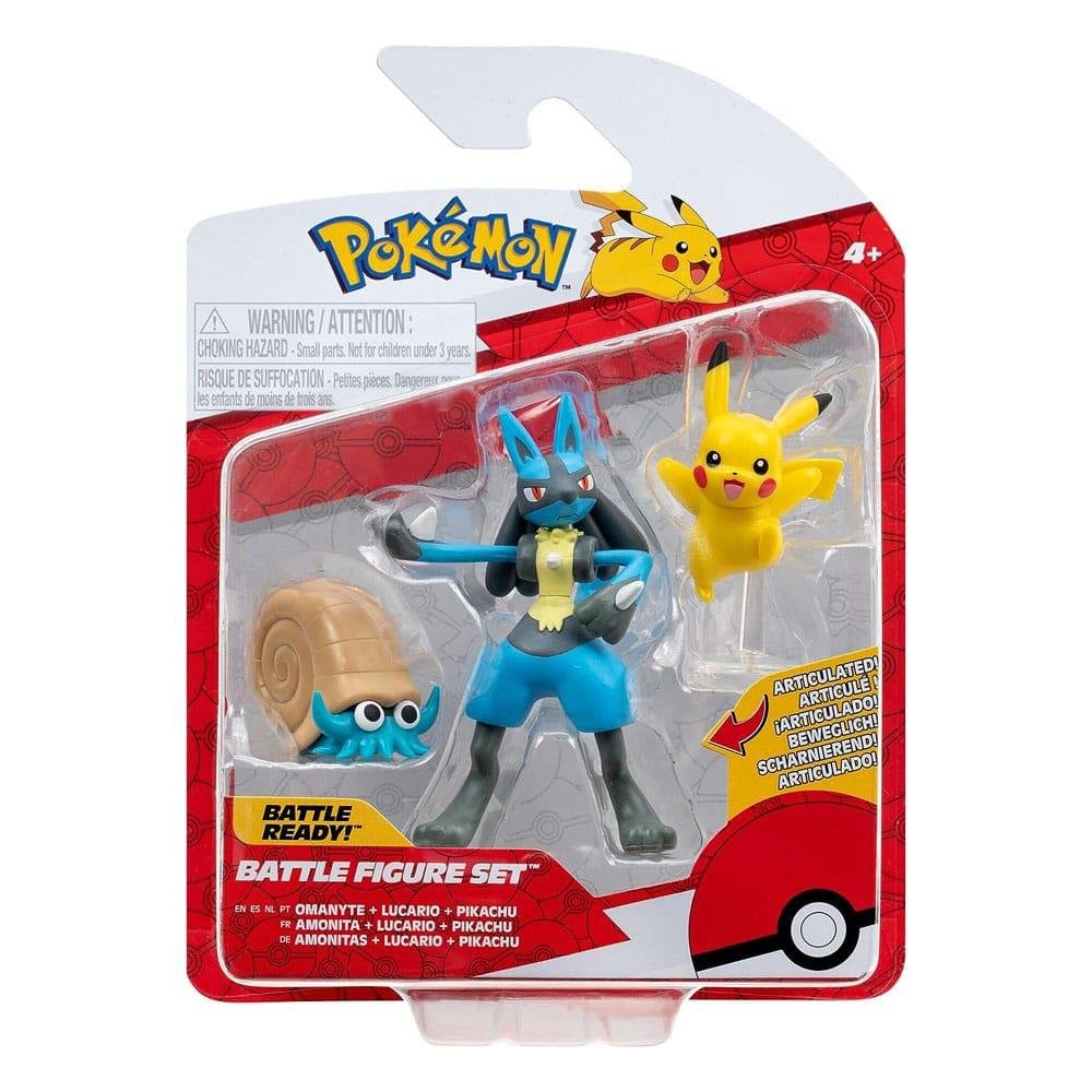 Pokemon – Pikachu, Omanyte, Lucario 3-Pack Battle Φιγούρες (5cm)