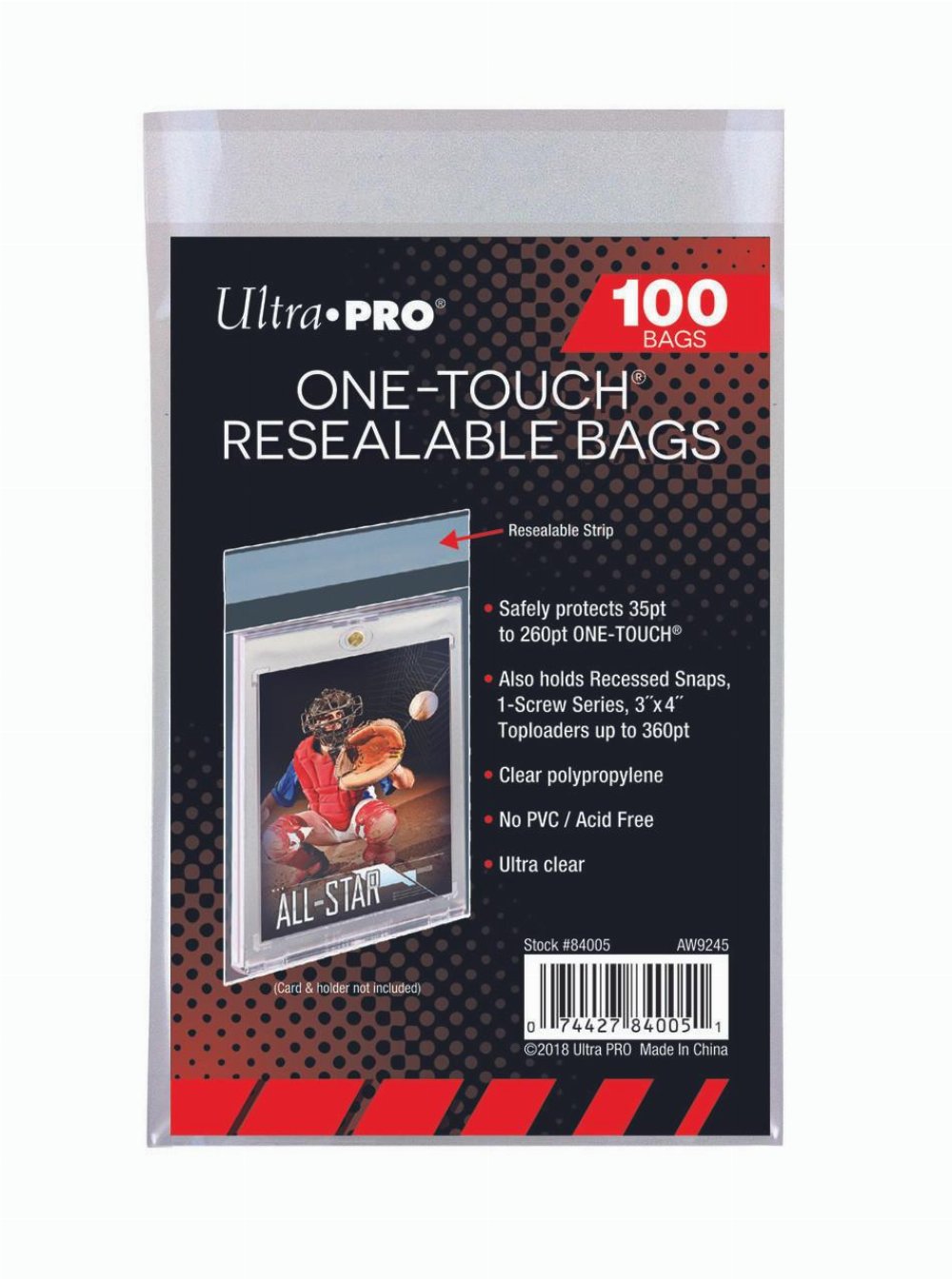Ultra Pro Standard Size 100ct – One Touch Resealable Bags