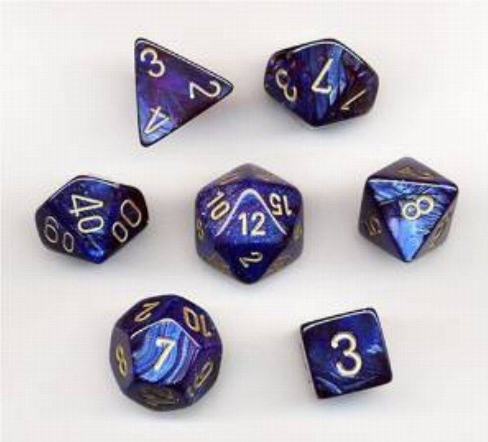 Σετ Ζάρια – 7 Dice Set Scarab Polyhedral Royal Blue with Gold