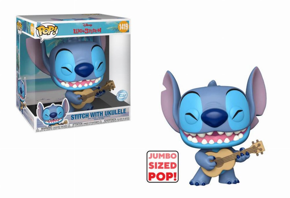 Φιγούρα Funko POP! Disney: Lilo & Stitch – Stitch with Ukulele #1419 Jumbosized (Exclusive)
