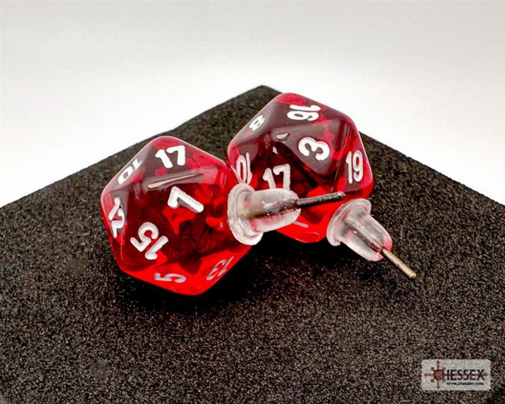 Chessex – Translucent Red Mini-Poly D20 Καρφωτά Σκουλαρίκια
