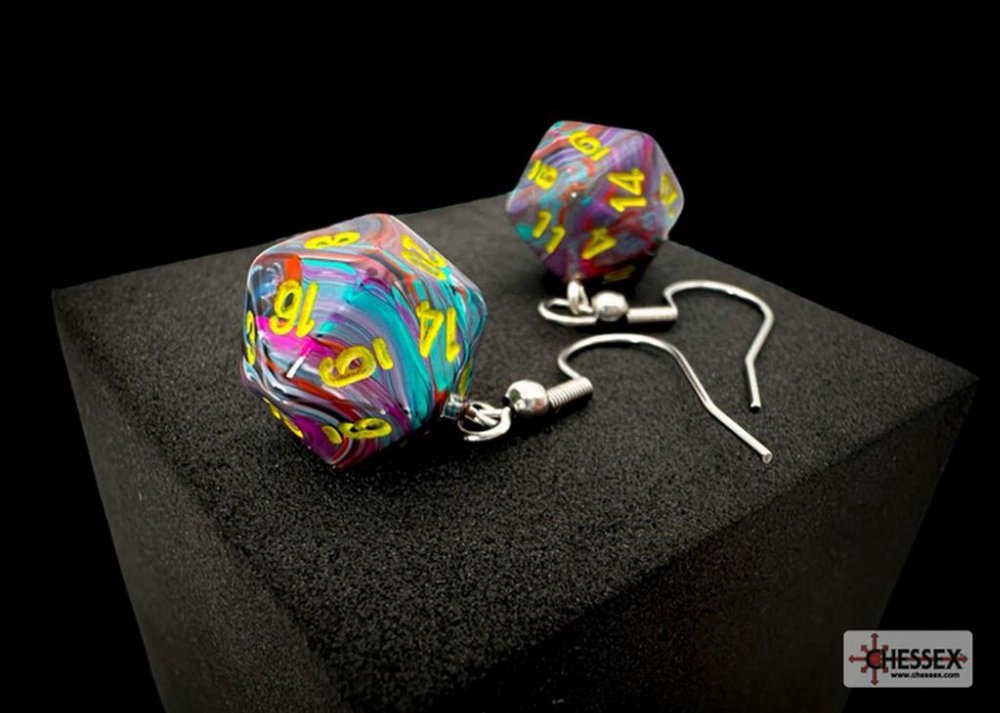 Chessex – Festive Mosaic Mini-Poly D20 Κρεμαστά Σκουλαρίκια