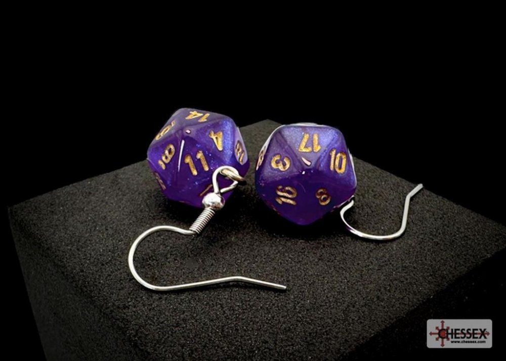 Chessex – Borealis Royal Purple Mini-Poly D20 Κρεμαστά Σκουλαρίκια