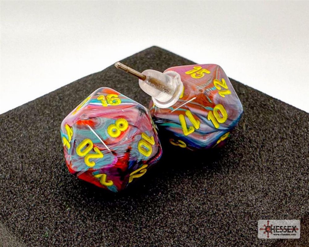 Chessex – Festive Mosaic Mini-Poly D20 Καρφωτά Σκουλαρίκια