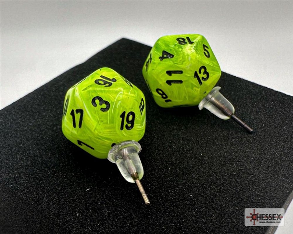 Chessex – Vortex Bright Green Mini-Poly D20 Καρφωτά Σκουλαρίκια