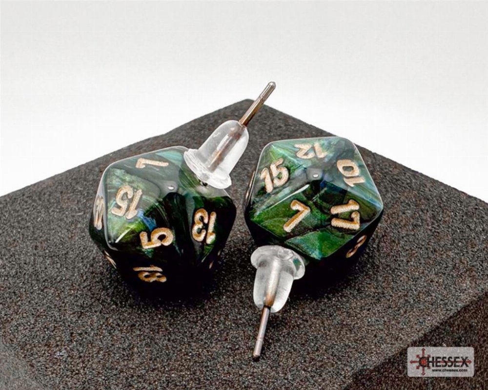 Chessex – Scarab Jade Mini-Poly D20 Καρφωτά Σκουλαρίκια