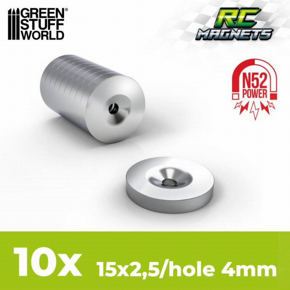 Green Stuff World – N52 Neodymium Magnets 15×2.5mm (10 pieces)