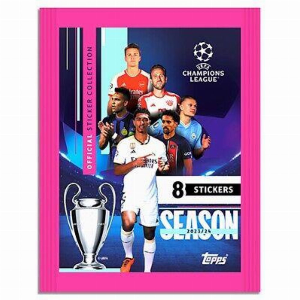 Topps – 2023-24 UEFA Champions League Αυτοκόλλητα Φακελάκι (8 Αυτοκόλλητα)