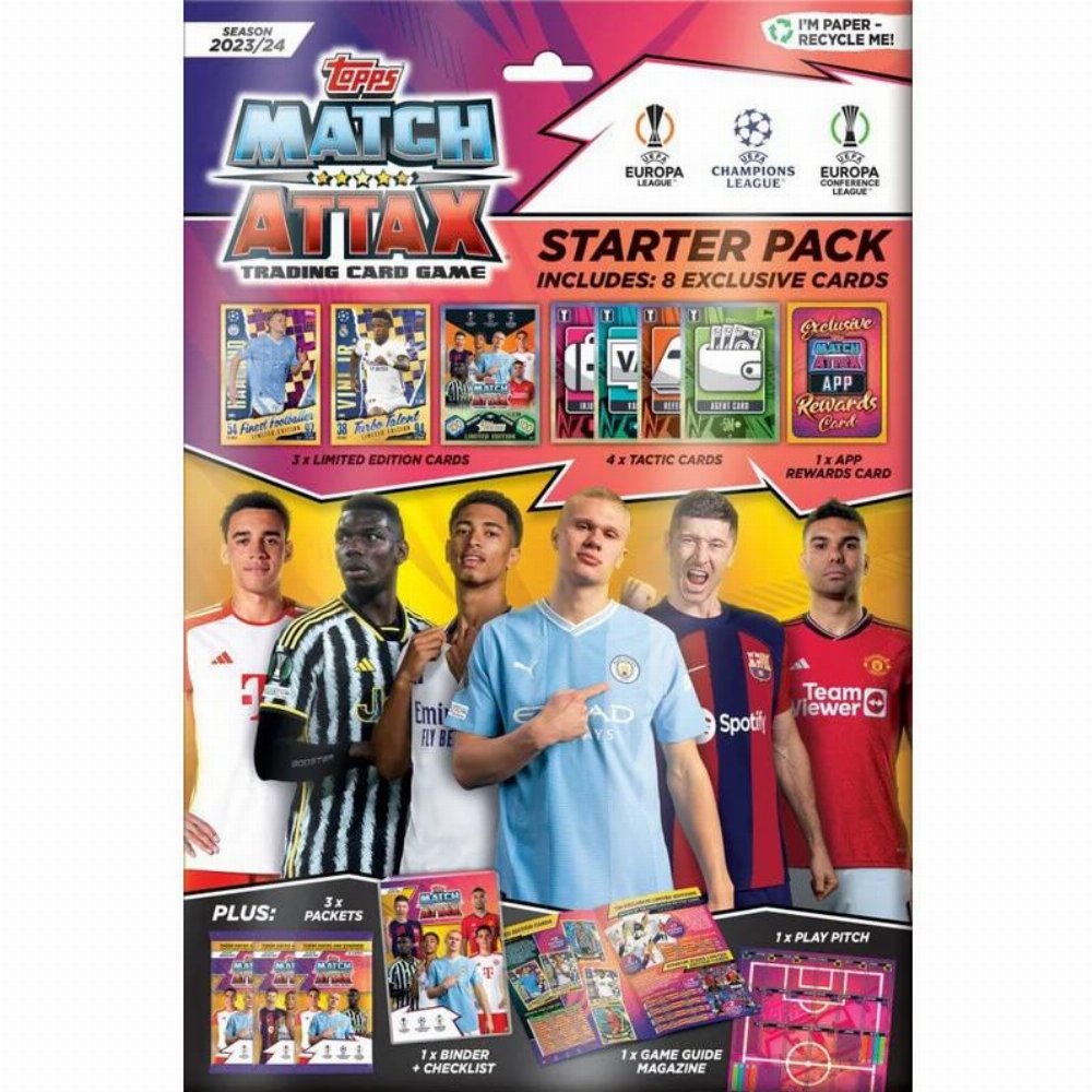 Topps – 2023-24 Match Attax UEFA Κάρτες Starter Pack (44 Κάρτες + Άλμπουμ)