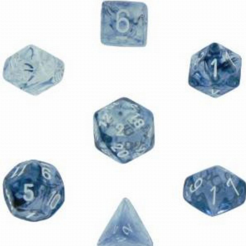 Σετ Ζάρια – 7 Dice Set Nebula Polyhedral Black with White