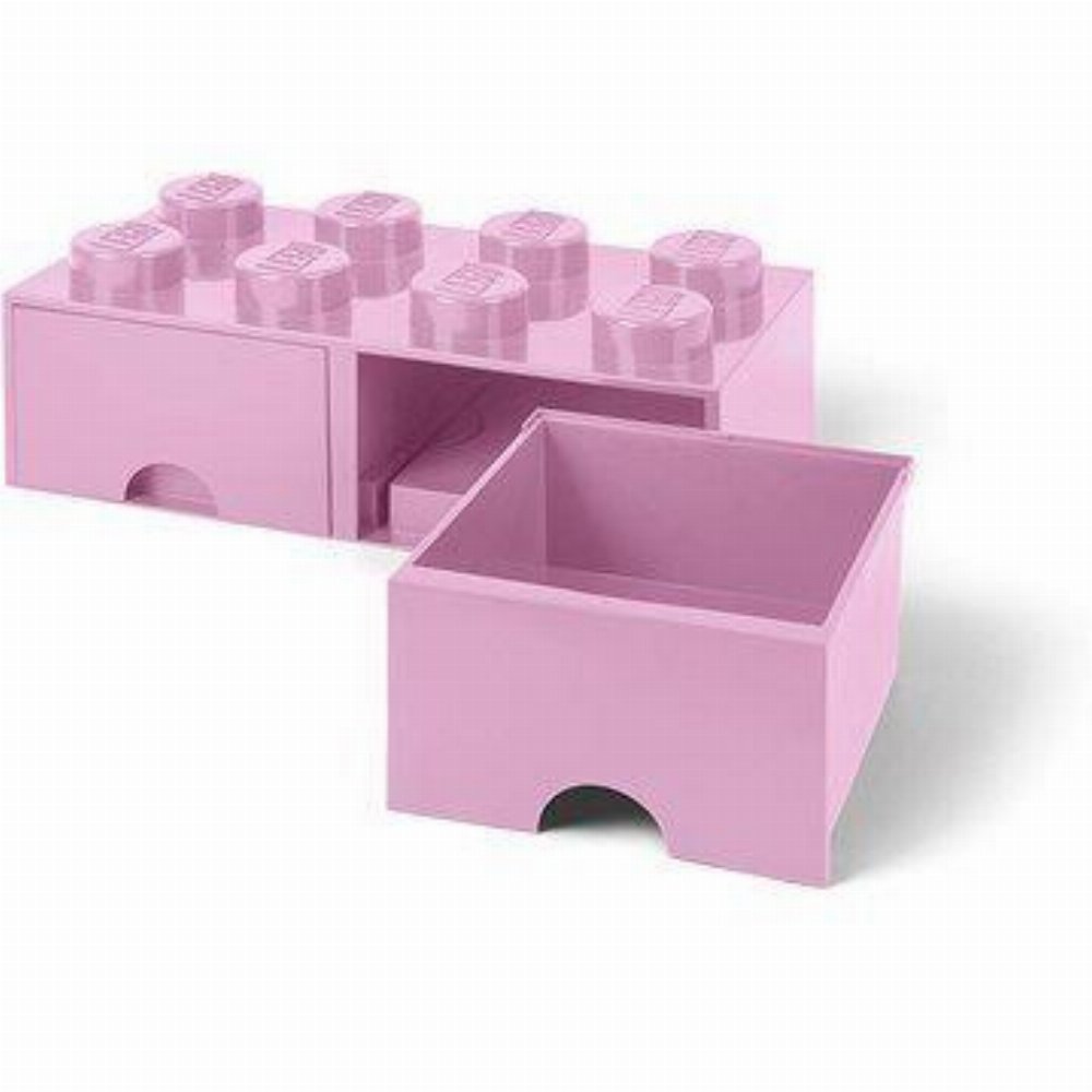 LEGO – Διπλό Τουβλάκι Αποθήκευσης Συρταρωτό 8 Ρόζ (25x50x18cm)