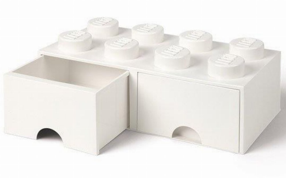 LEGO – Διπλό Τουβλάκι Αποθήκευσης Συρταρωτό 8 Άσπρο (25x50x18cm)